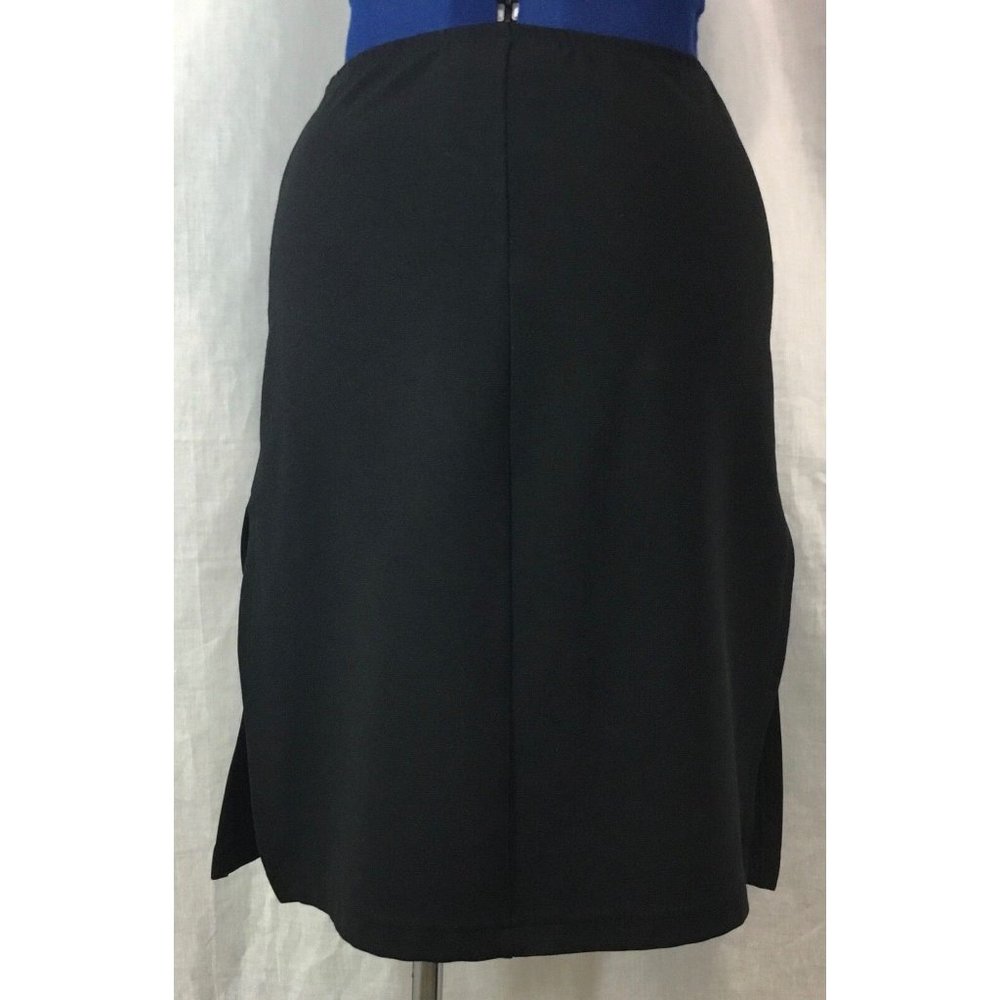 Small Black Skirt Women's Split Side Straight Elastic Waist S Fragile Pencil Str - Picture 3 of 5